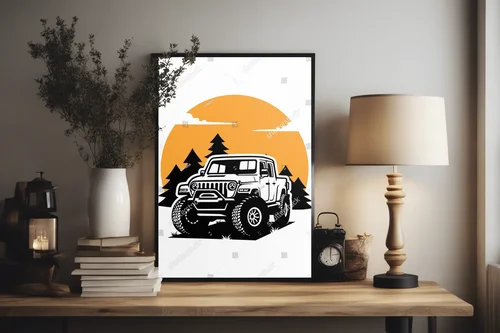 Duch przygody w offroadowej ilustracji SUV