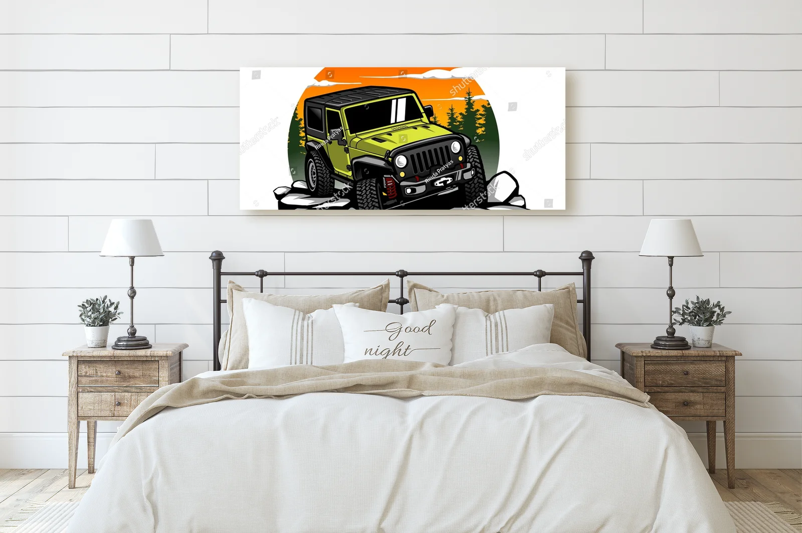 Zielony offroadowy samochód w leśnym krajobrazie