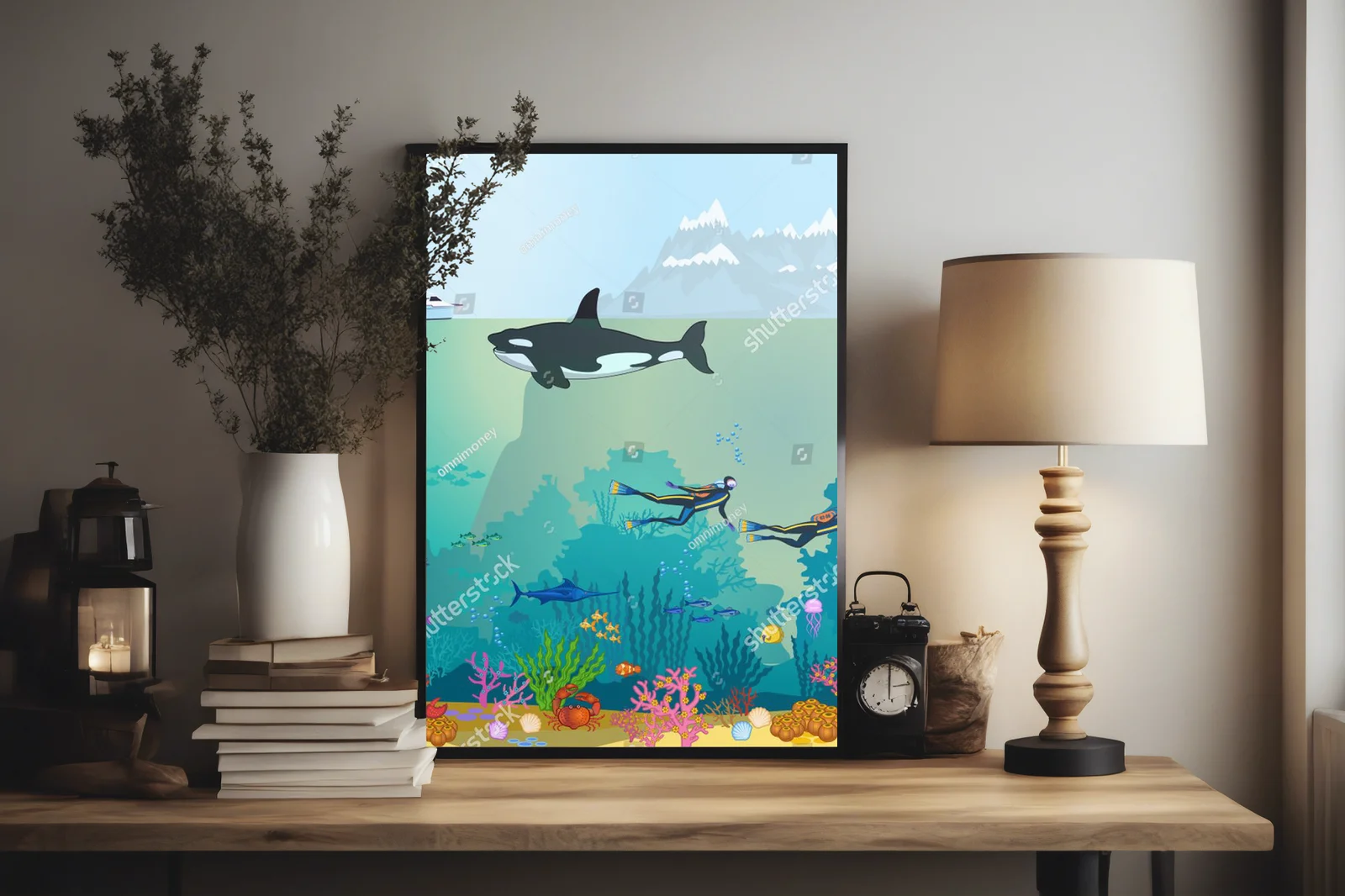 Bajkowy świat ryb w świetlistym oceanie