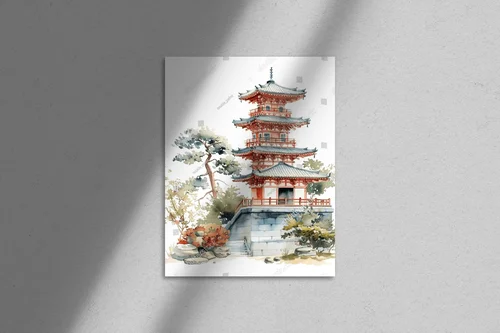 Wodniste pejzaże Japonii w delikatnych odcieniach