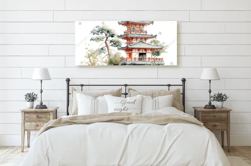 Wodniste pejzaże Japonii w delikatnych odcieniach