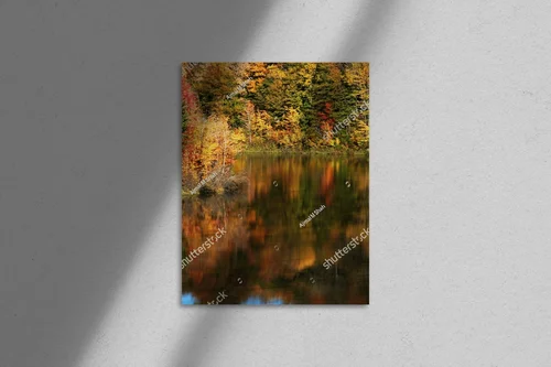 Złote refleksje jesieni w spokojnym jeziorze