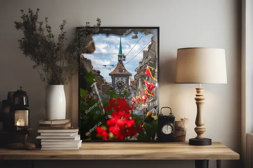 Sceniczny widok zegara Zytglogge w berneńskiej starówce