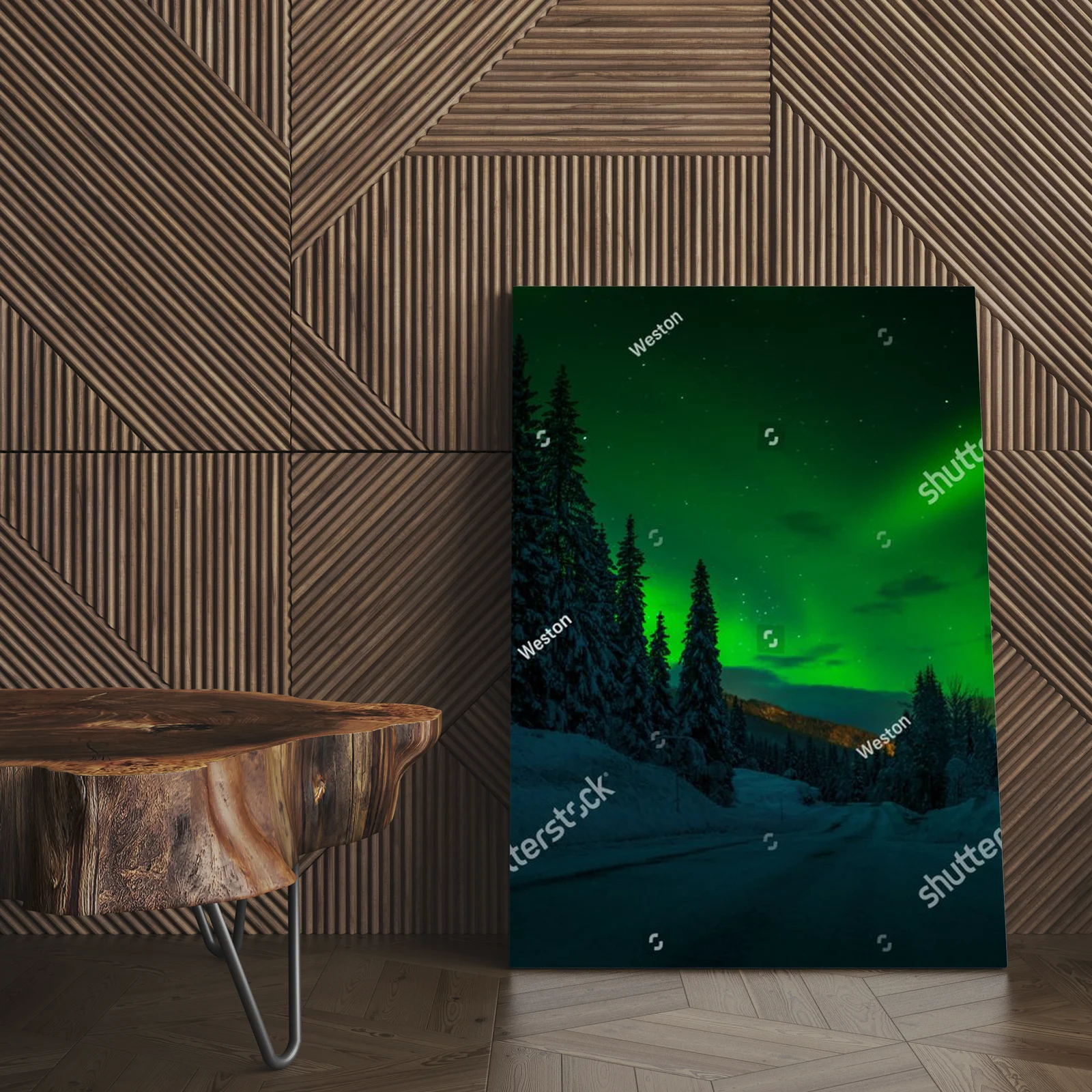 Magiczna polarna iluminacja nad drogą
