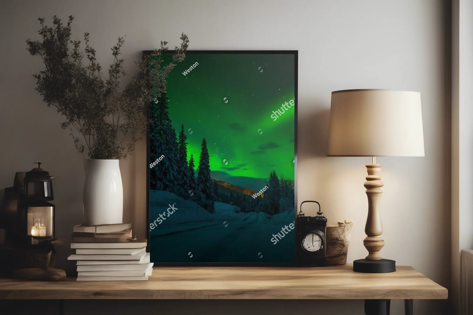 Magiczna polarna iluminacja nad drogą