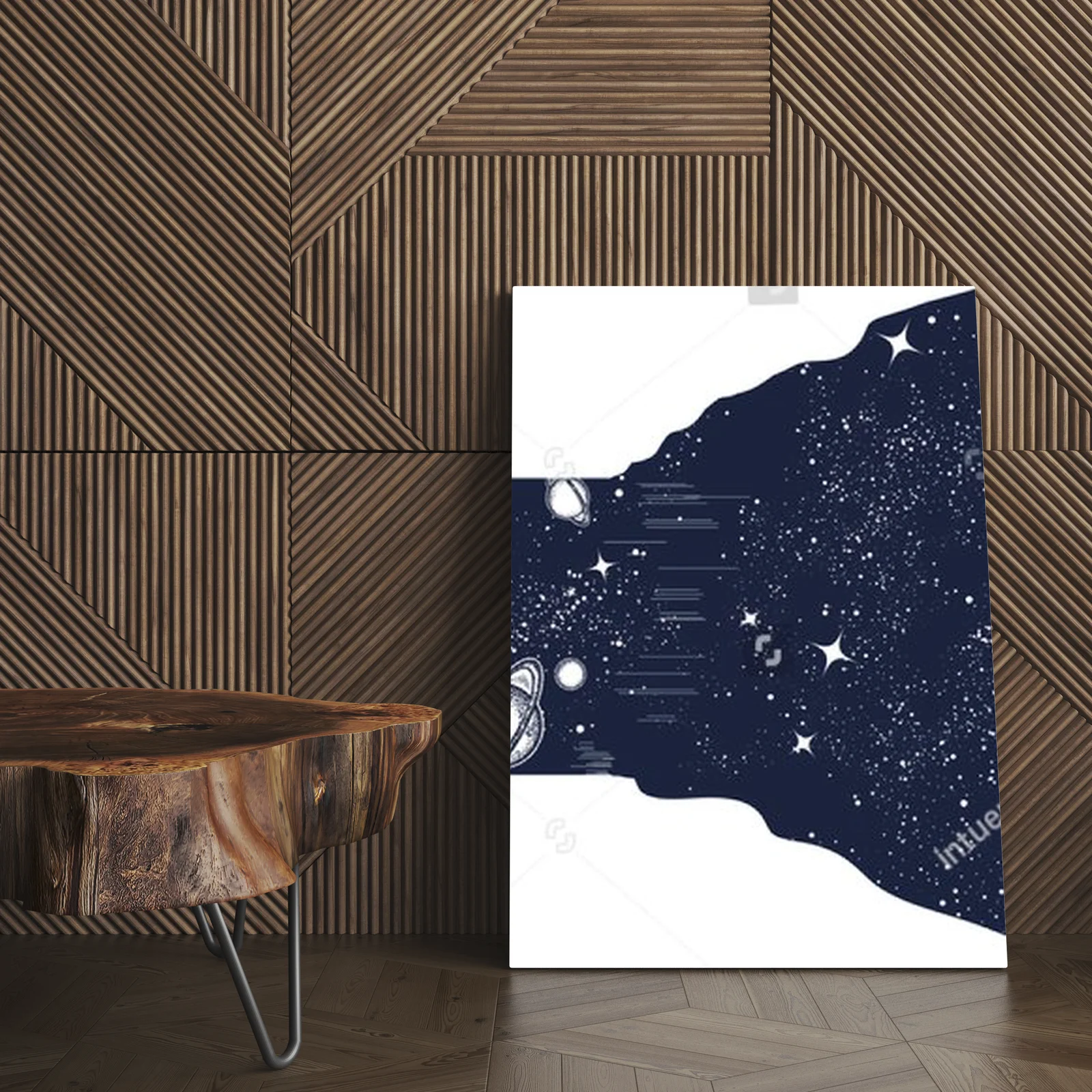 Surrealna grafika kosmosu w czerni i bieli