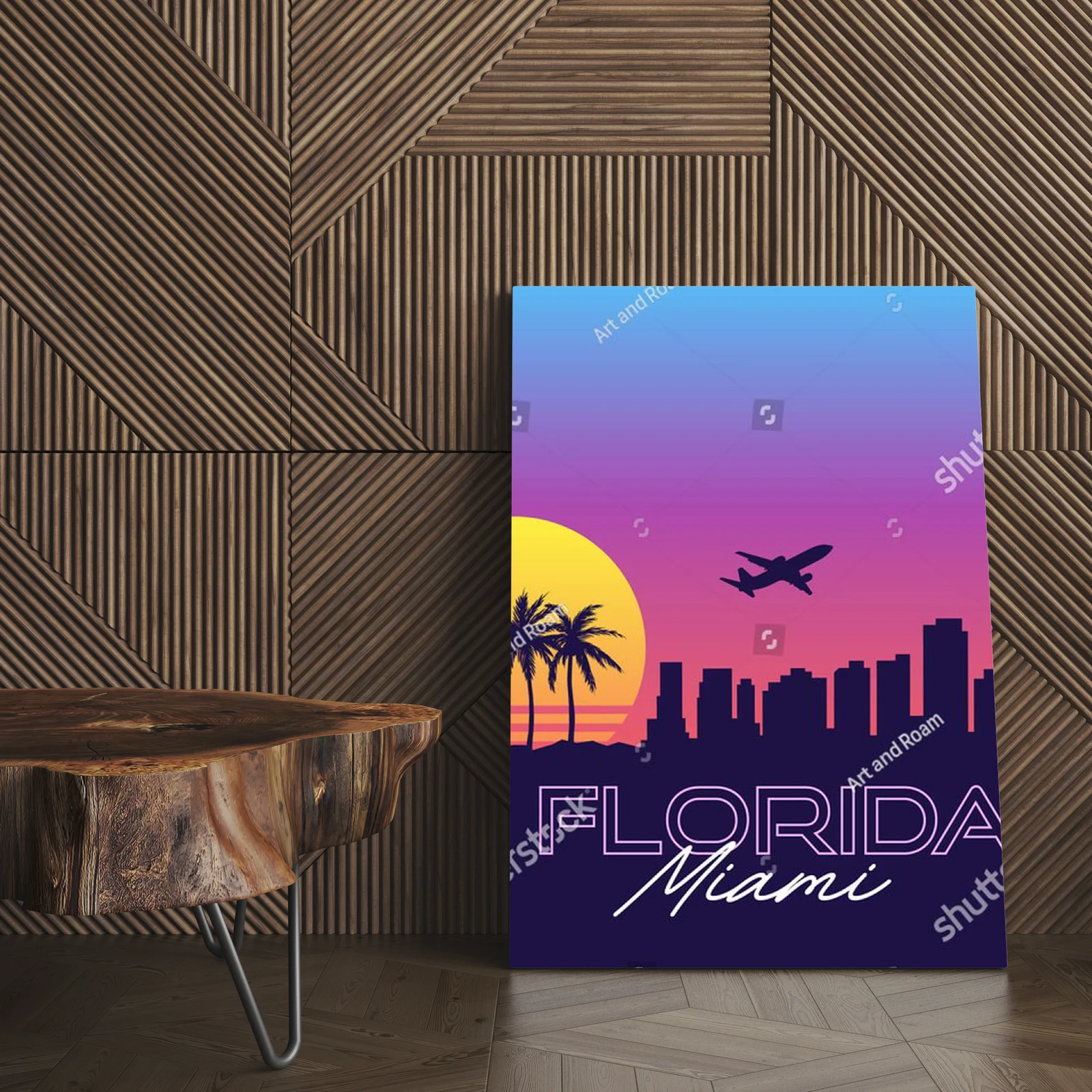 Retro falowanie Miami w nocy