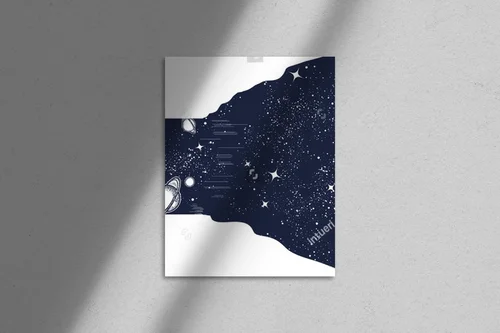 Surrealna grafika kosmosu w czerni i bieli