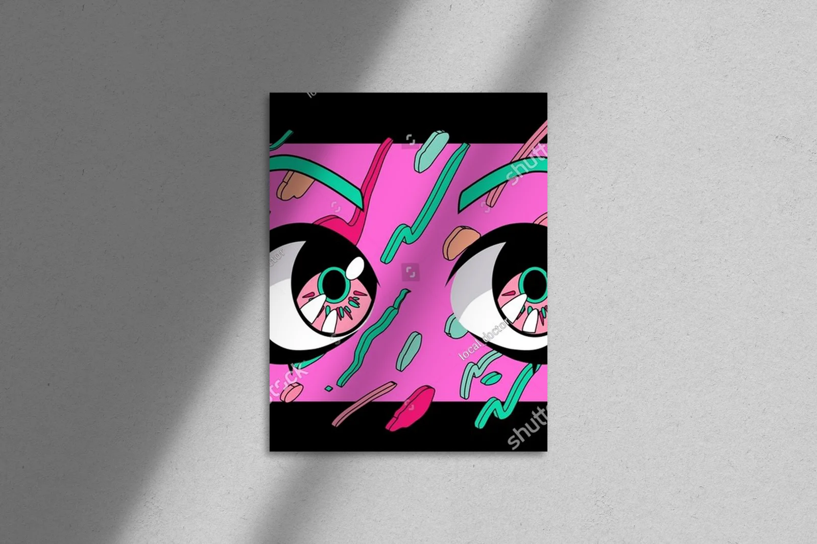 Kawaii Anime Oczy z Błyskiem w Różowych Odcieniach