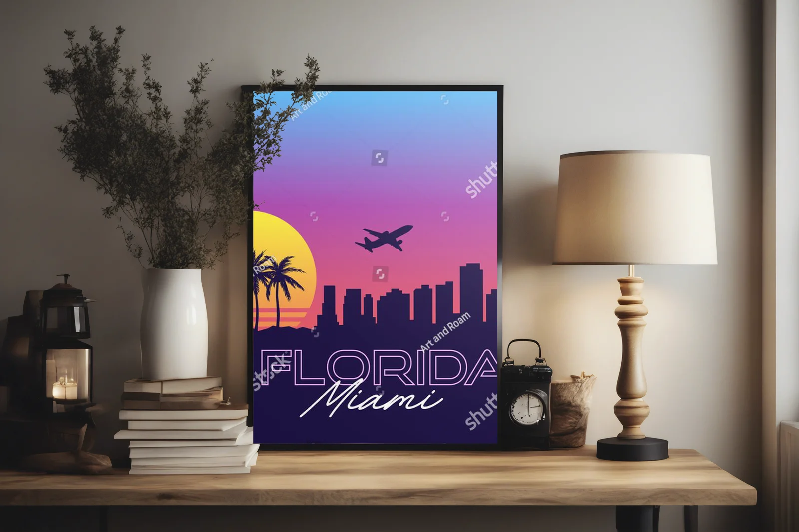Retro falowanie Miami w nocy