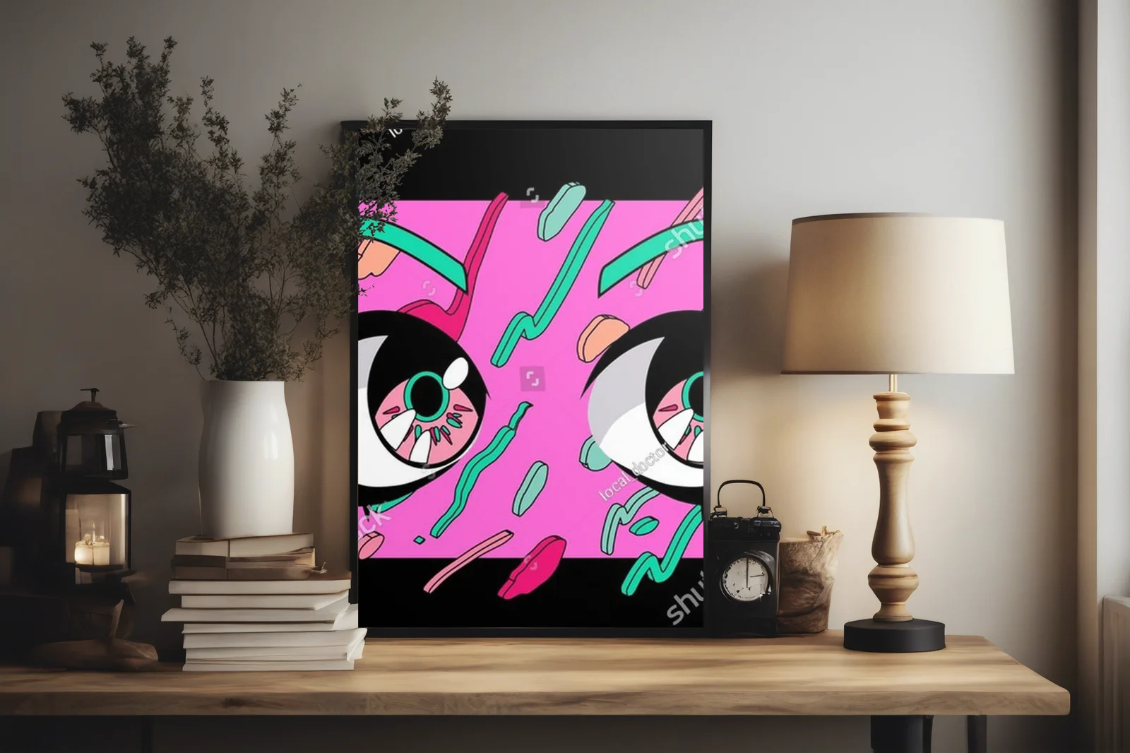 Kawaii Anime Oczy z Błyskiem w Różowych Odcieniach