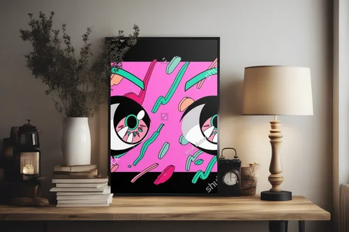 Kawaii Anime Oczy z Błyskiem w Różowych Odcieniach