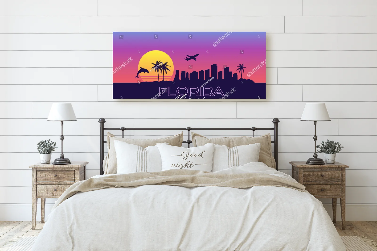 Retro falowanie Miami w nocy