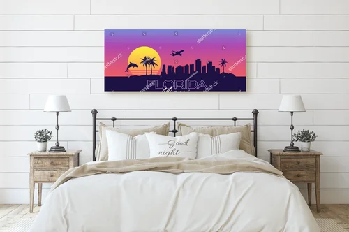 Retro falowanie Miami w nocy