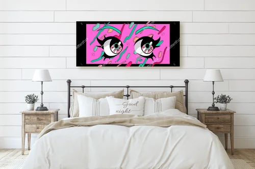 Kawaii Anime Oczy z Błyskiem w Różowych Odcieniach