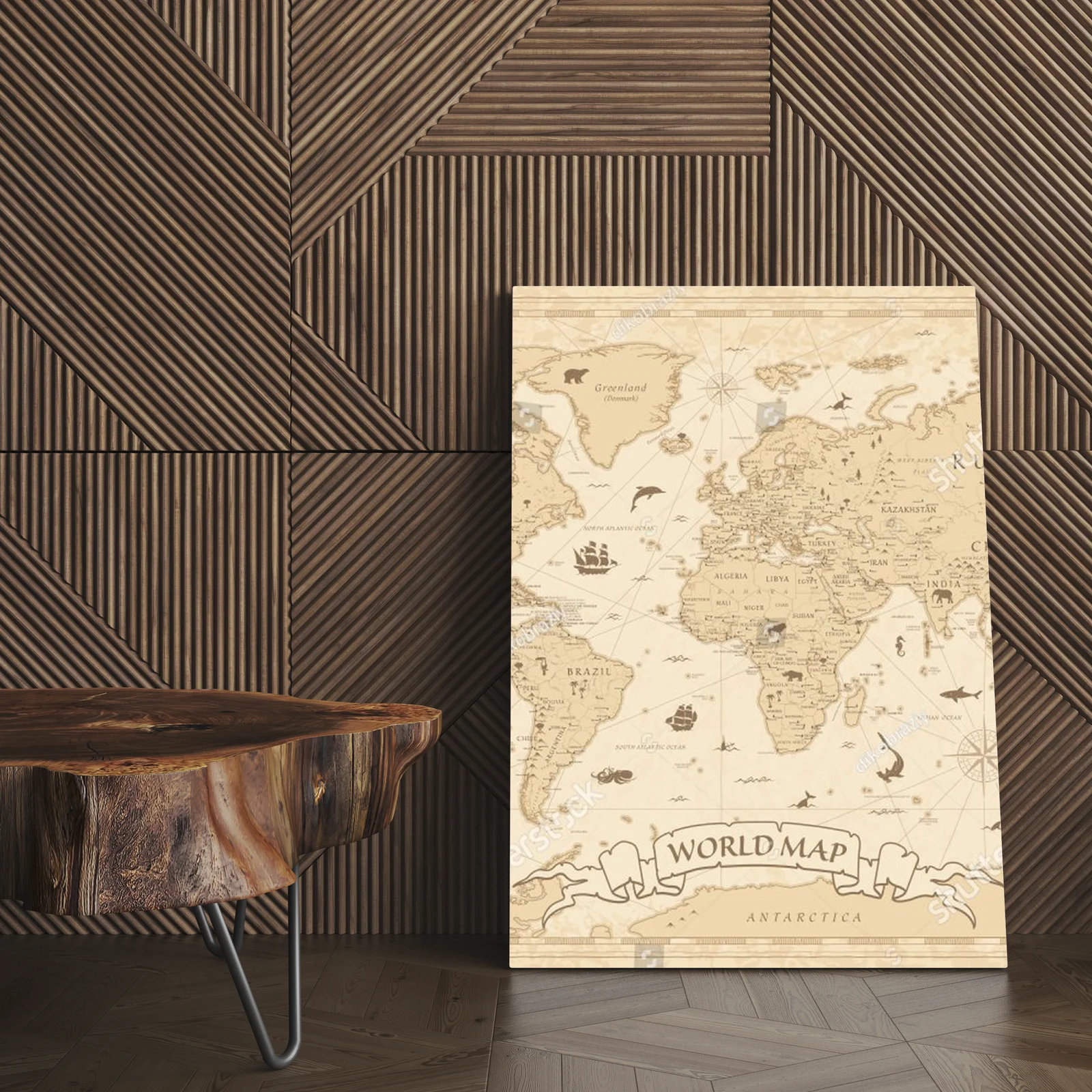 Starożytna mapa świata w nostalgicznych odcieniach