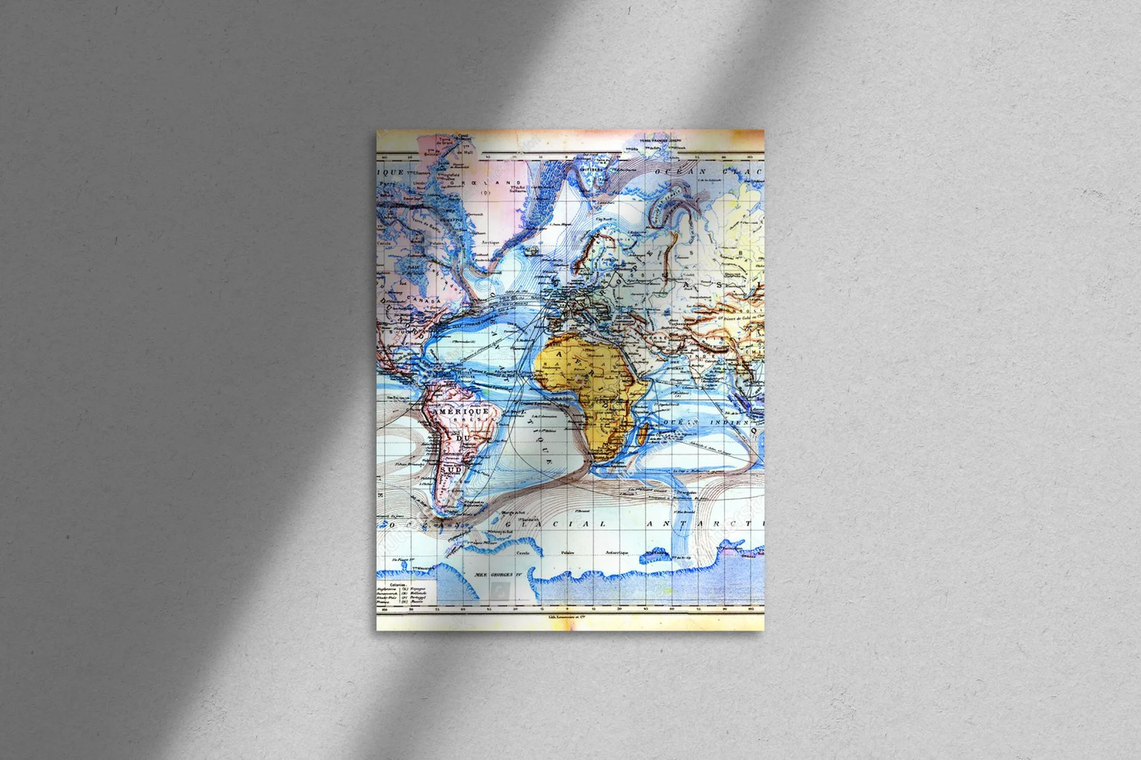 Starożytna mapa świata w pastelowej palecie