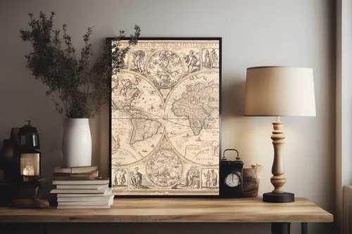 Antyczna mapa świata w pastelowej harmonii