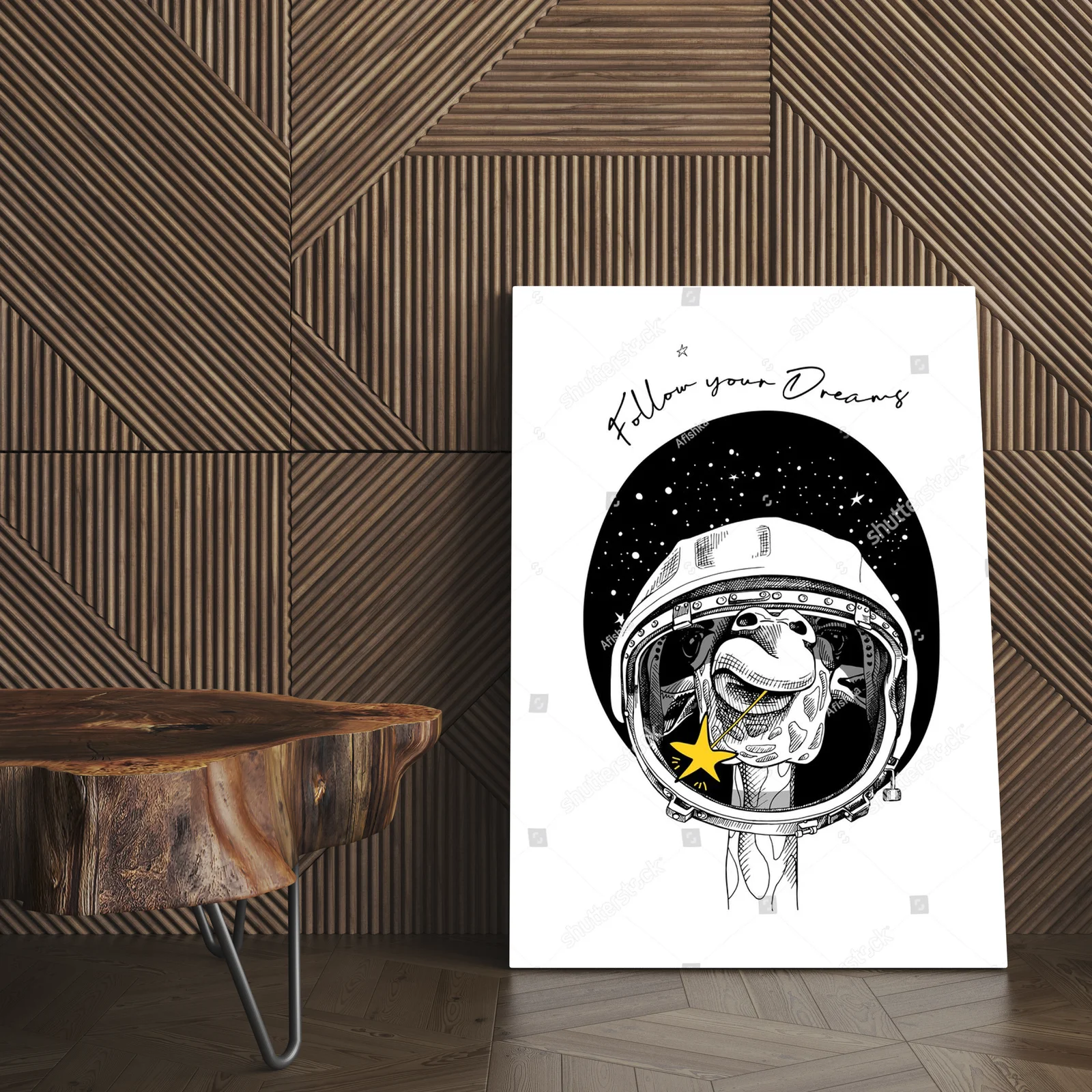 Giraffe in a Cosmic Dream: Retro Astronaut Adventure
