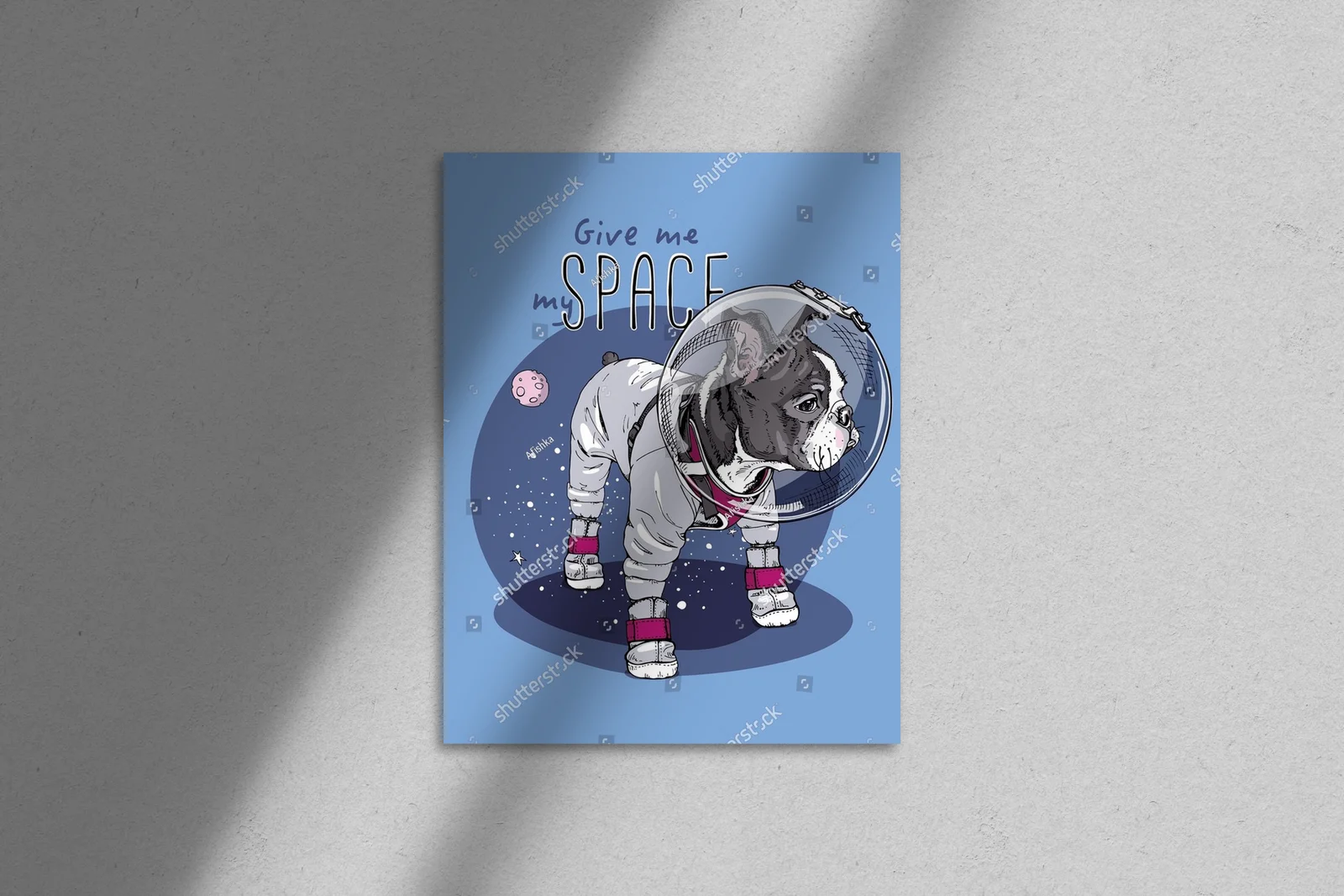 Kosmiczny Boston Terrier w stylu retro