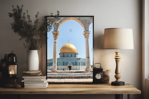 Starożytne arabskie łuki w błękitnej scenerii