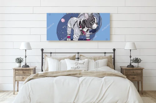 Kosmiczny Boston Terrier w stylu retro