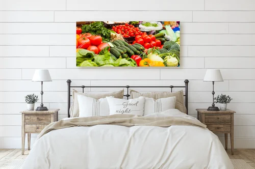 Kolorowy jarmark świeżych warzyw i owoców