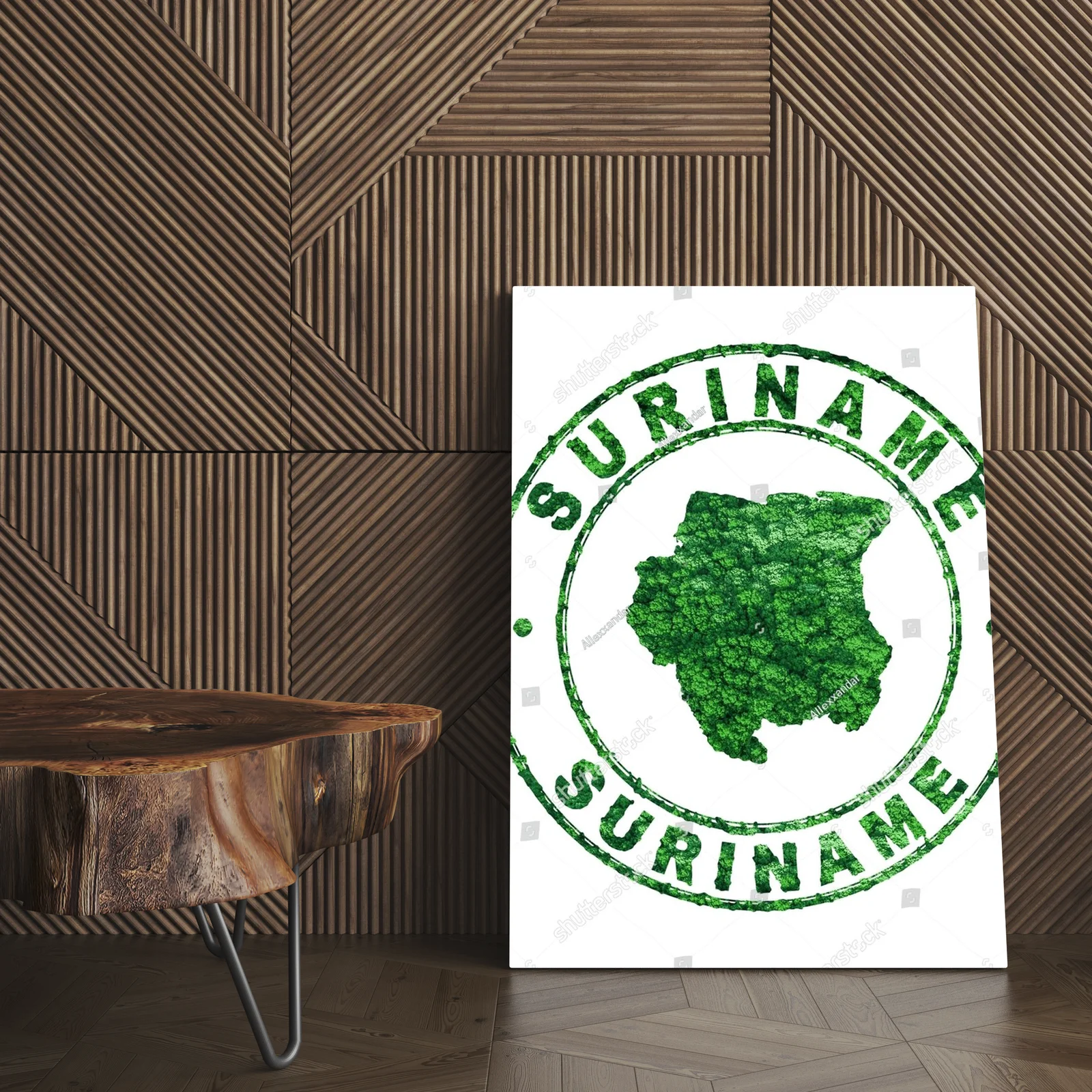 Srebrzysta mapa Surinamu w nowoczesnym stylu