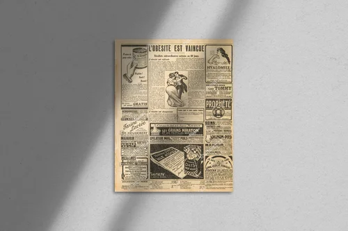 Nostalgiczna kompozycja z vintage reklamami