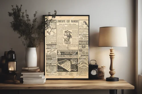 Nostalgiczna kompozycja z vintage reklamami