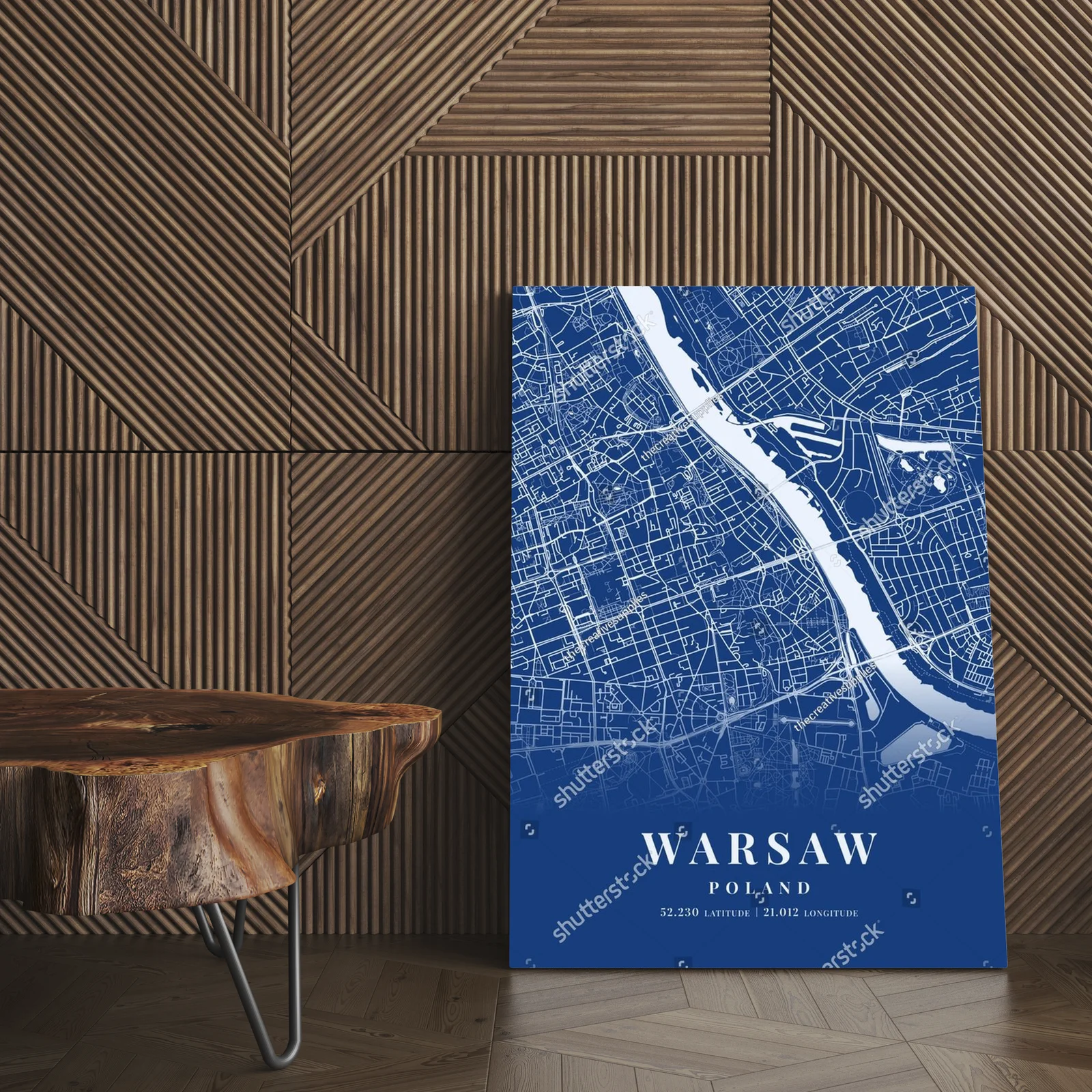 Warszawska mapa w błękicie - nowoczesna elegancja