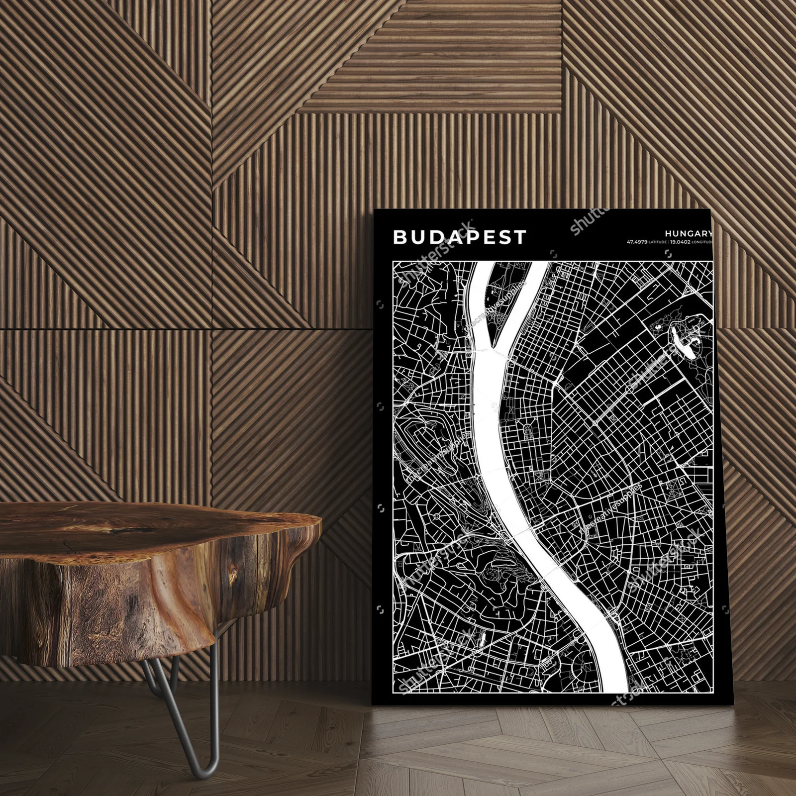 Zjawiskowa Mapa Budapesztu w Monochromatycznych Barwach