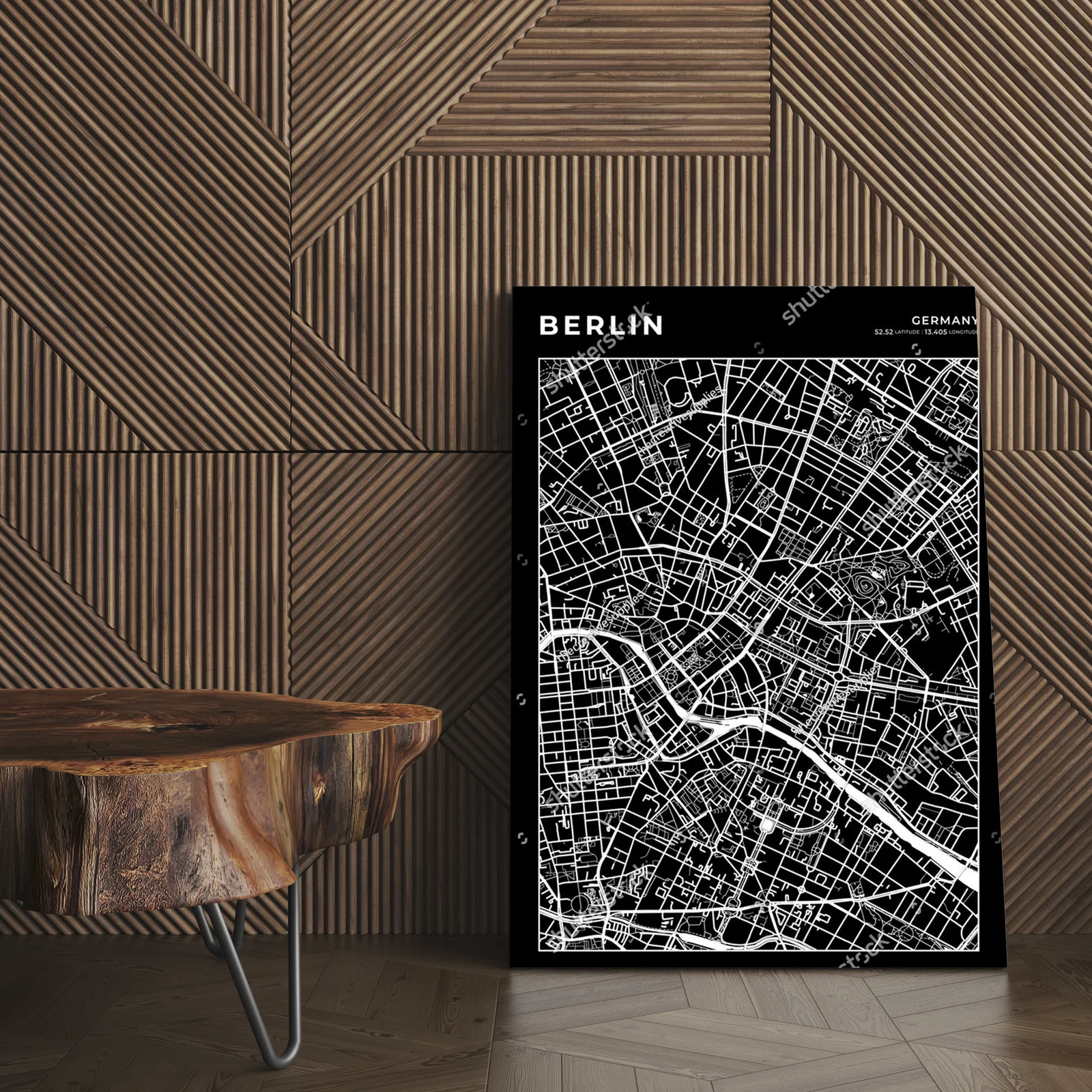 Monochromatyczna mapa Berlin w nowoczesnym stylu