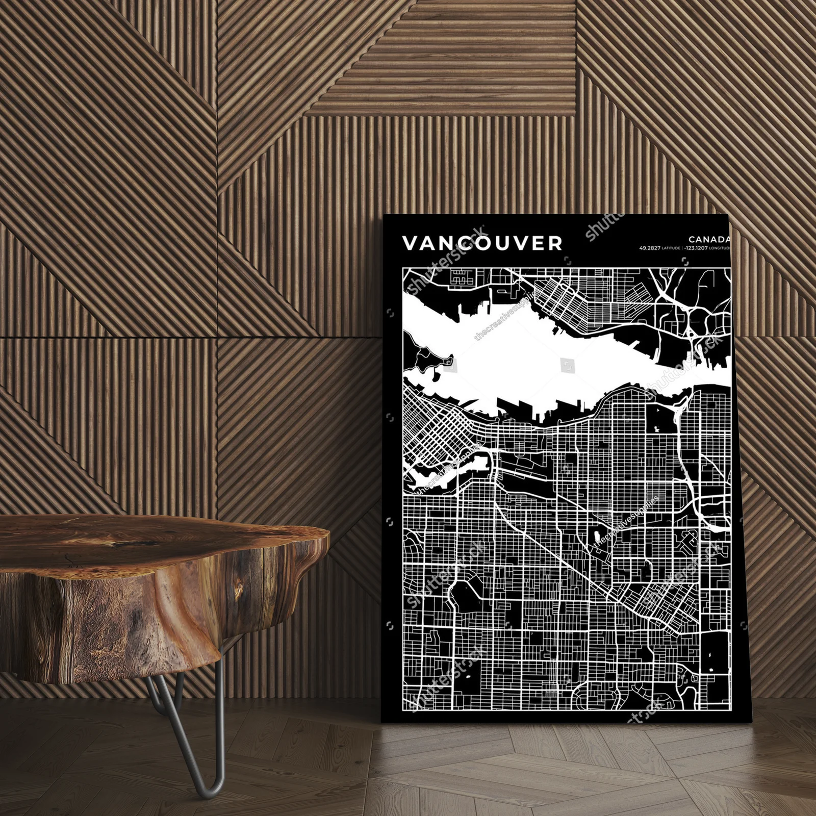 Elegancka Mapa Vancouver w Monochromatycznych Barwach