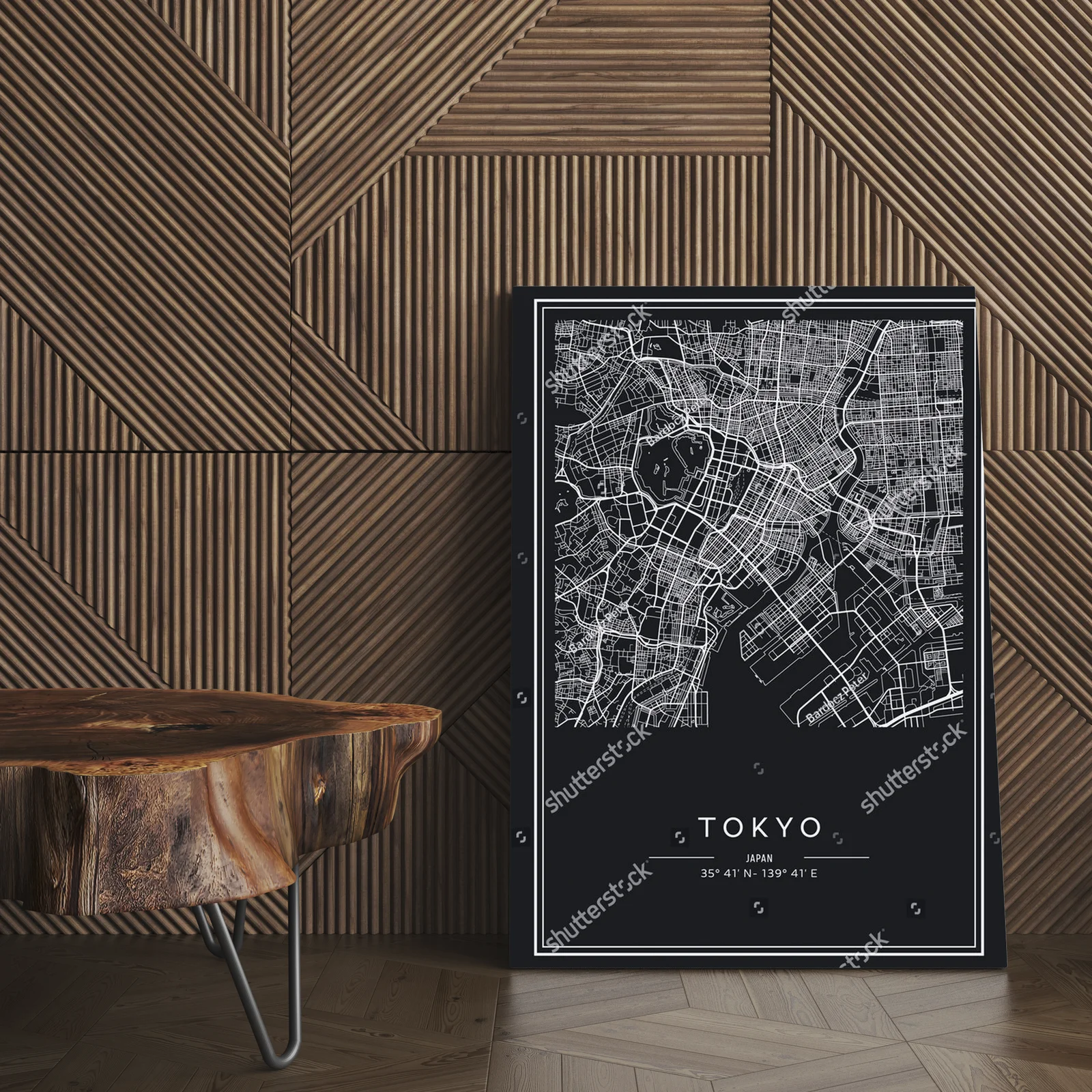 Stylowa mapa Tokyo w eleganckiej palecie barw