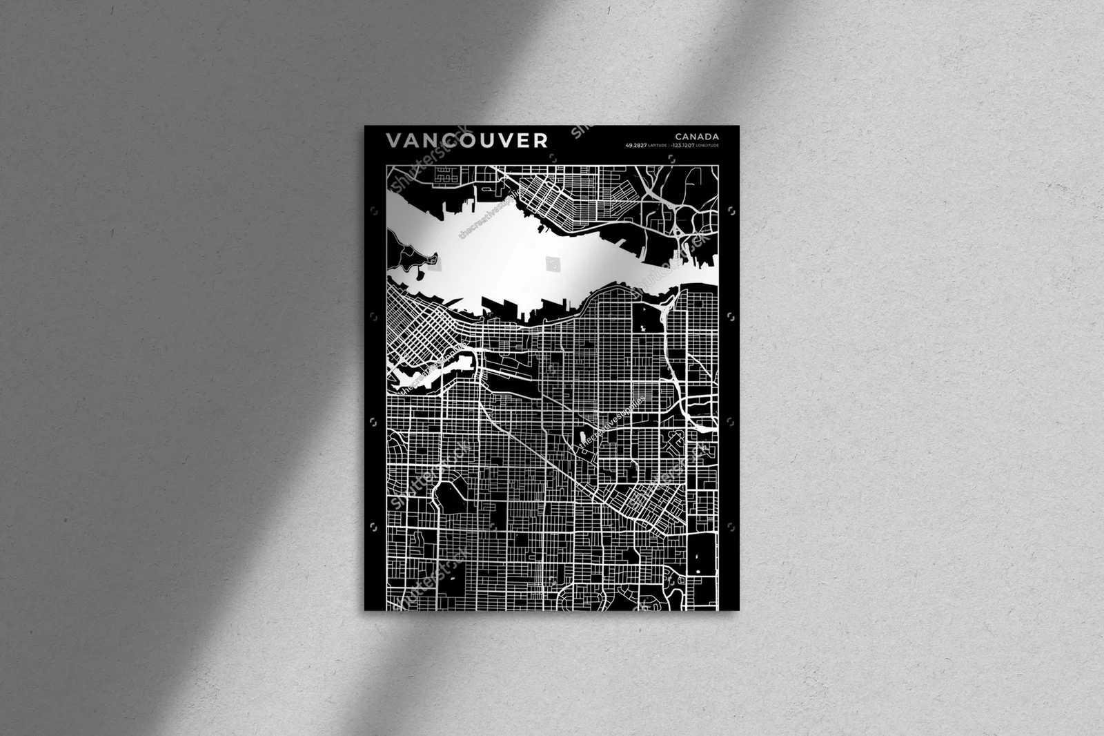 Elegancka Mapa Vancouver w Monochromatycznych Barwach