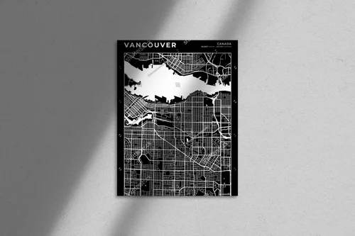 Elegancka Mapa Vancouver w Monochromatycznych Barwach