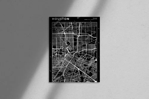 Elegancka mapa Houston w monochromatycznych barwach