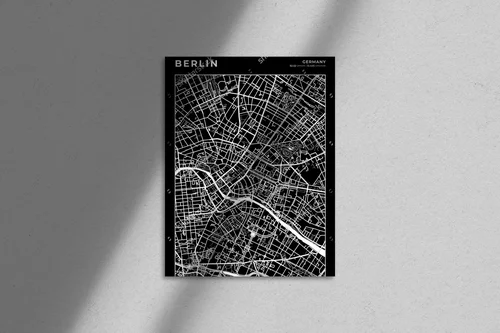 Monochromatyczna mapa Berlin w nowoczesnym stylu