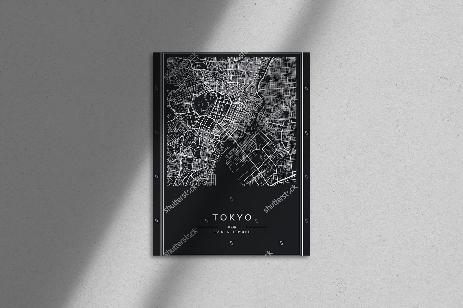 Stylowa mapa Tokyo w eleganckiej palecie barw