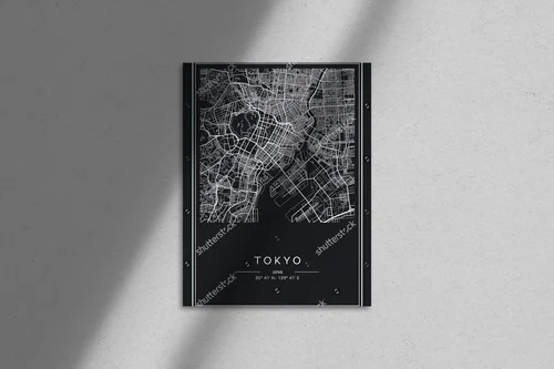Stylowa mapa Tokyo w eleganckiej palecie barw