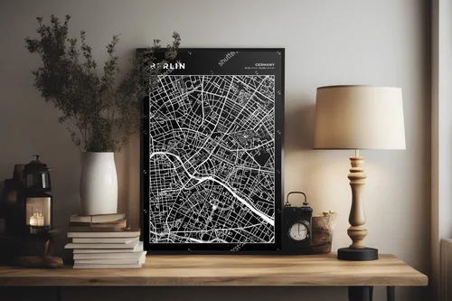Monochromatyczna mapa Berlin w nowoczesnym stylu