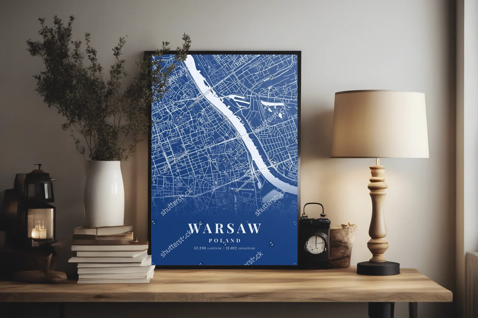 Warszawska mapa w błękicie - nowoczesna elegancja
