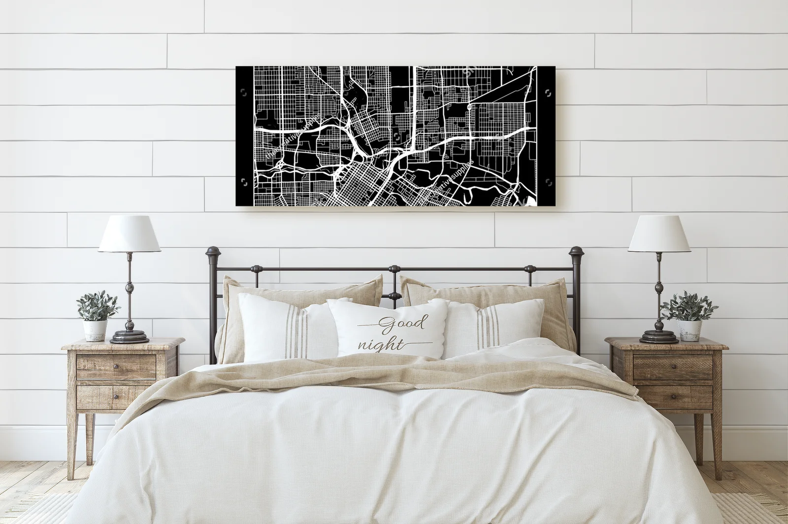 Elegancka mapa Houston w monochromatycznych barwach
