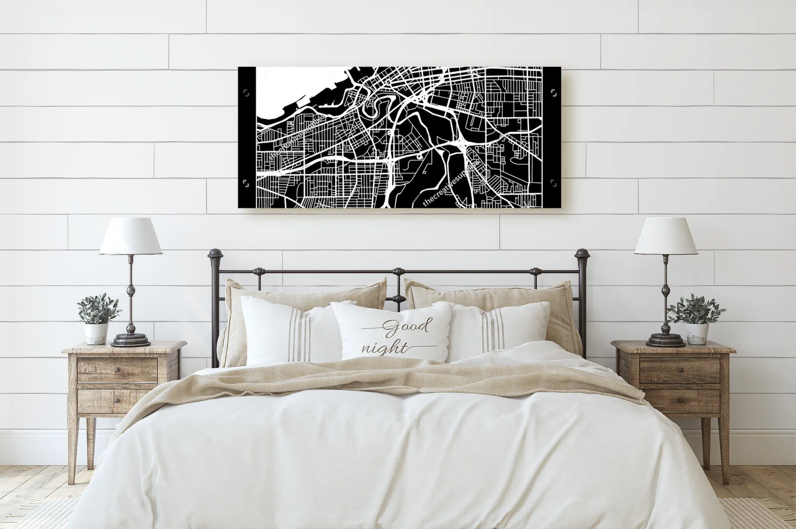 Stylowa mapa Cleveland w monochromatycznej harmonii
