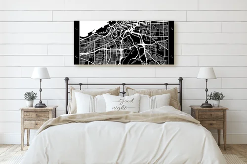 Stylowa mapa Cleveland w monochromatycznej harmonii