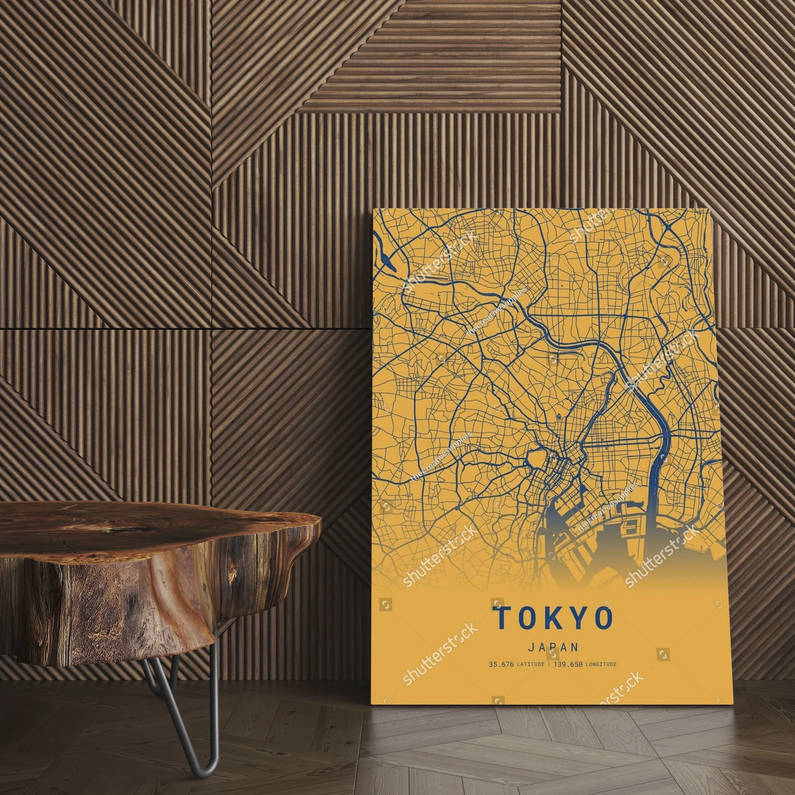 Urokliwa mapa Tokio w ciepłych odcieniach