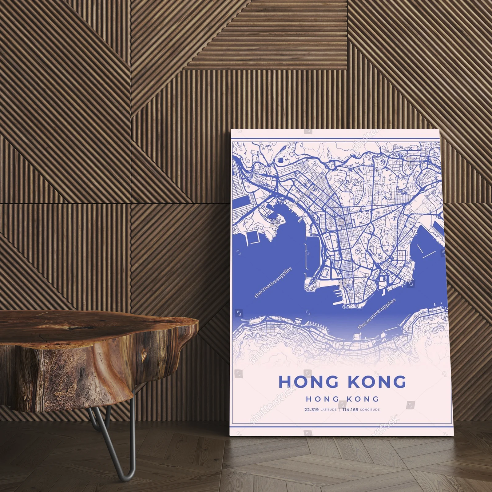 Nostalgiczna mapa Hongkongu w pastelowych odcieniach