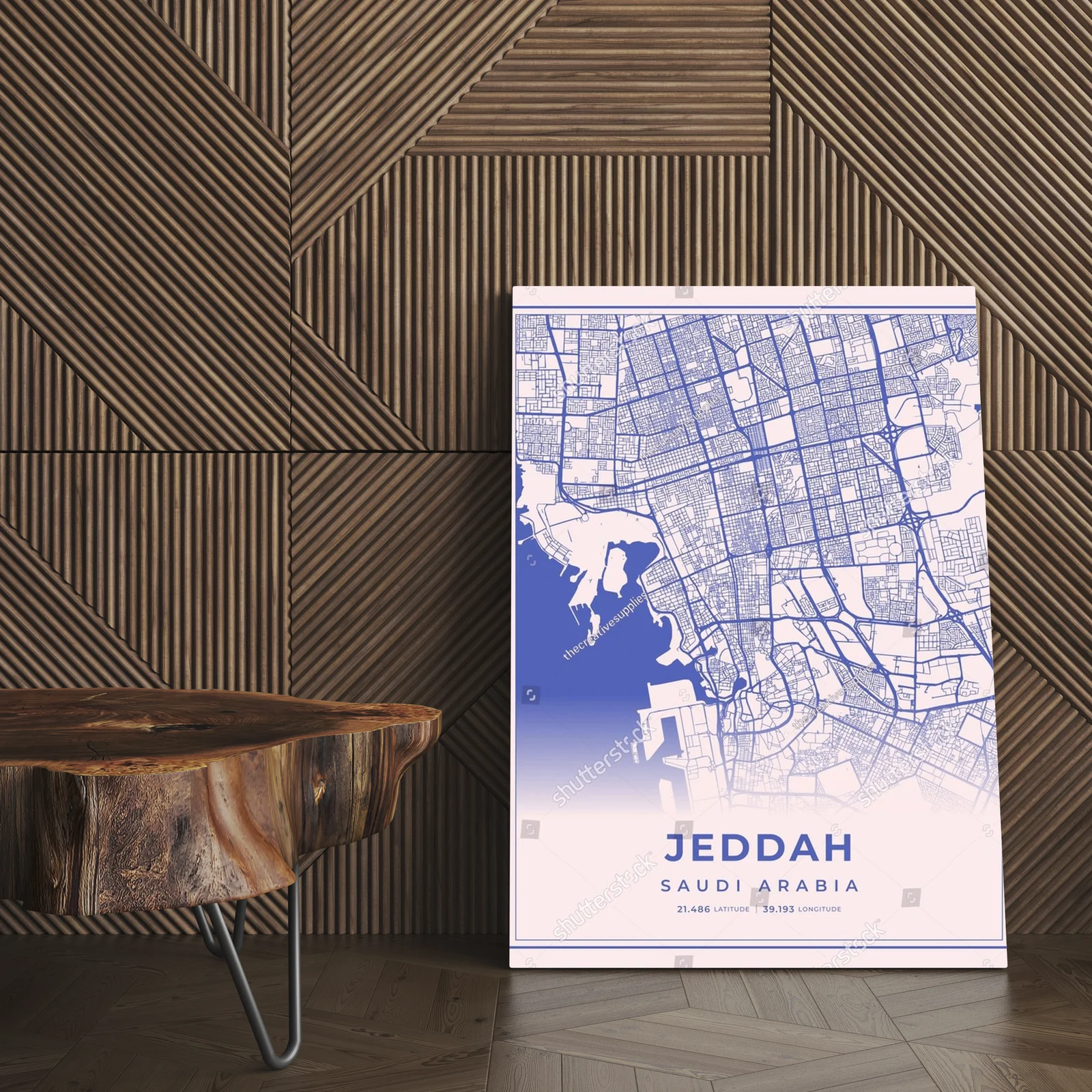 Urokliwa mapa miasta Jeddah w pastelowych odcieniach