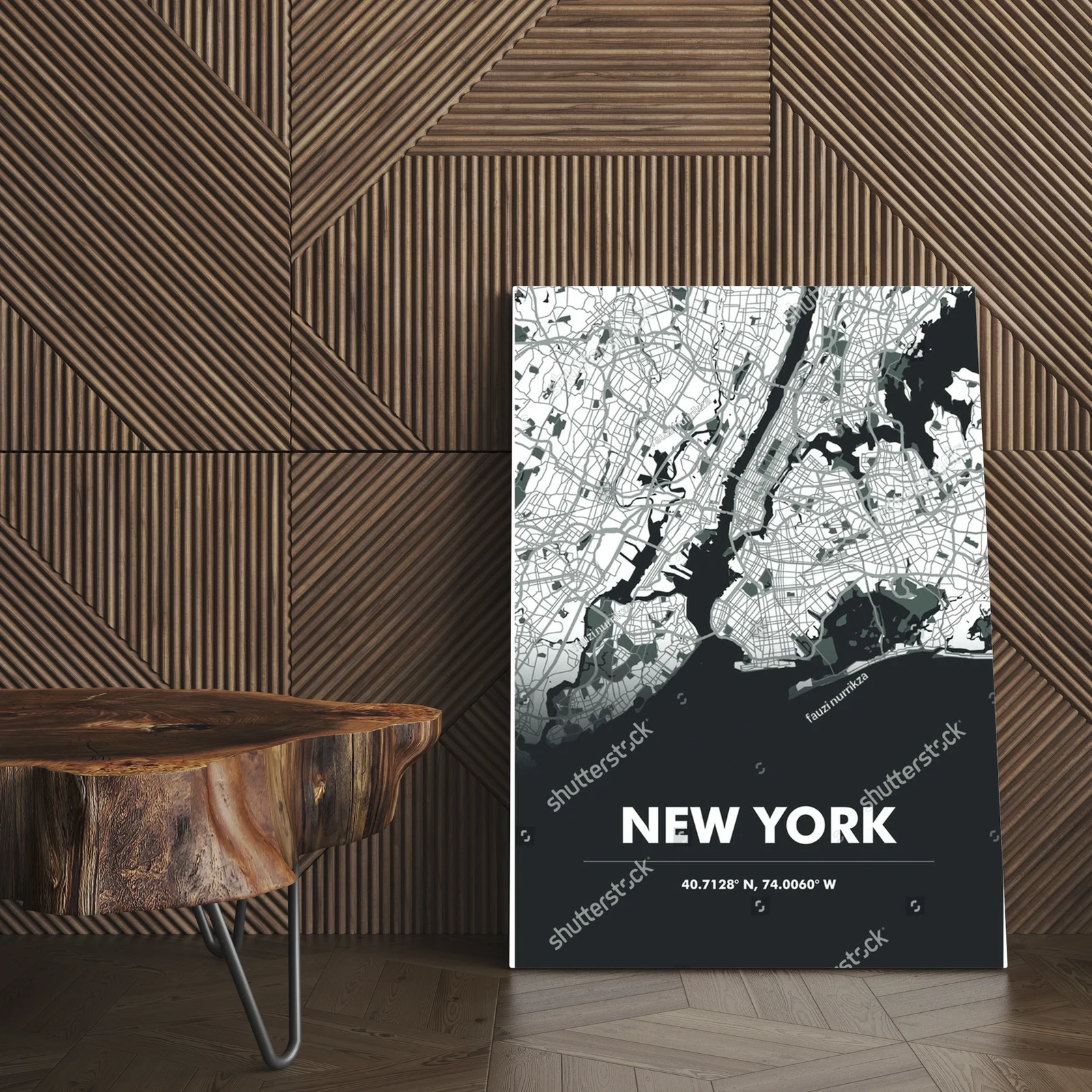 Artystyczna mapa Nowego Jorku w eleganckiej tonacji